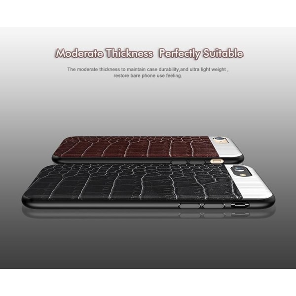 iPhone 8 PLUS - Robust stilfuldt cover fra Croco-serien Vit