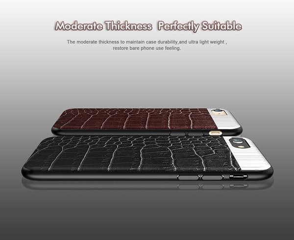 iPhone 8 PLUS - Robust Stilrent Skal från Croco-Serien Vit Vit