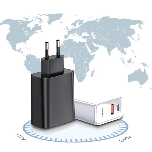 Effektfull Type-C USB Väggadapter BASEUS Svart Svart