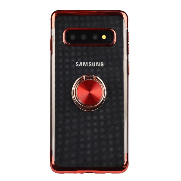 Samsung Galaxy S10E - Skyddande Silikonskal med Ringhållare Röd