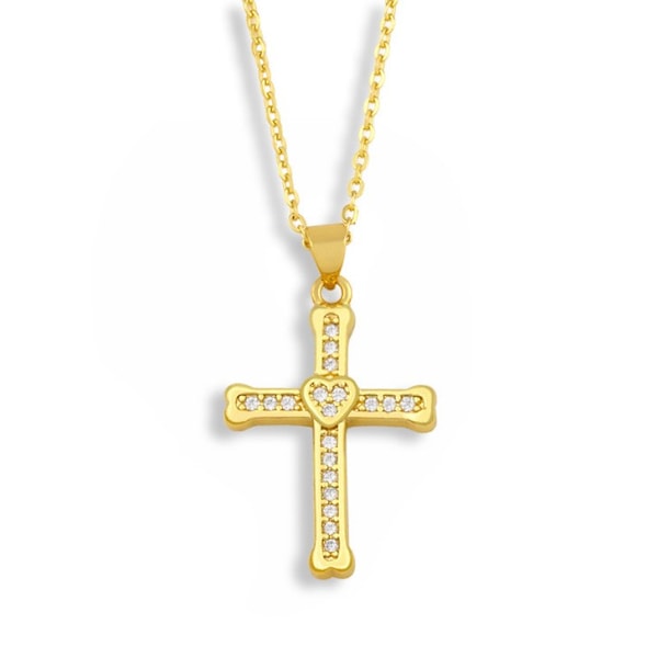 Hög Kvalitets Kors Halsband Guld OÄNDLIG