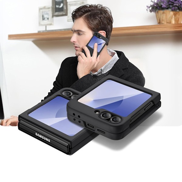 Samsung Galaxy Z Flip 6 - Matt Fodral som Kombinerar Stil och Funktion Svart