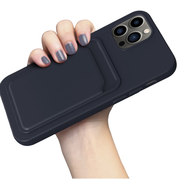 iPhone 13 - Floveme-kuori korttitaskulla Mörkgrön