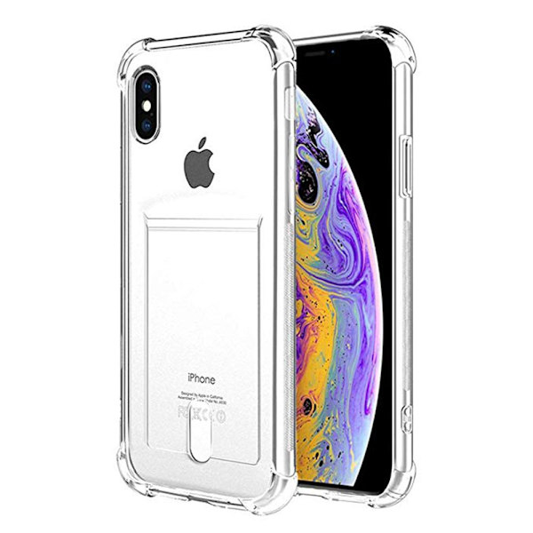 iPhone X/XS - Skyddande Skal med Kortfack Transparent/Genomskinlig