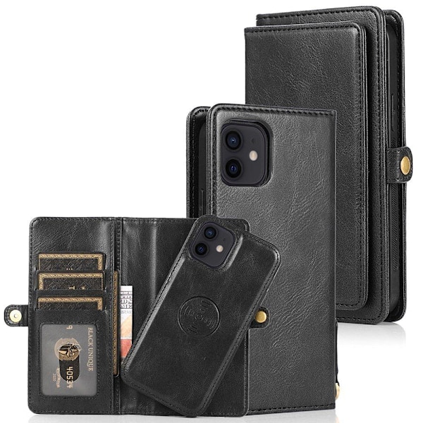 iPhone 12 Mini - Robust 2-1 Plånboksfodral Svart