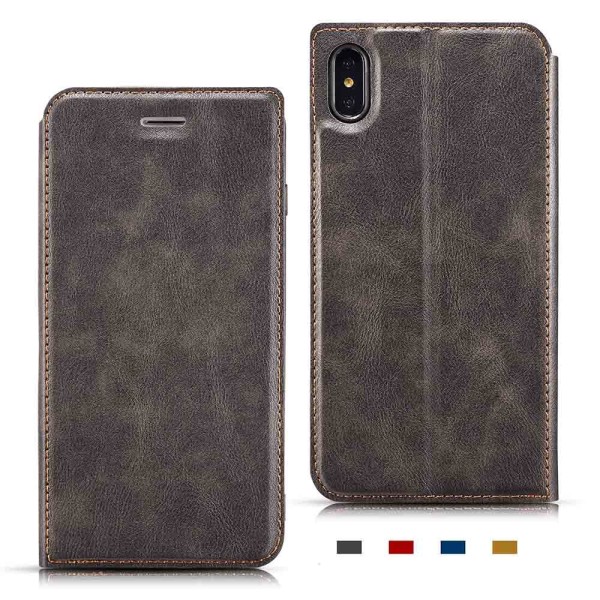 iPhone XS Max - Praktiskt Vintage Plånboksfodral Svart