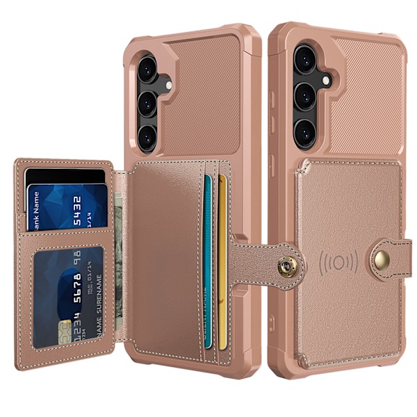 Samsung Galaxy S25 Plus Skal med Kortfack & Magnetstängning Roséguld