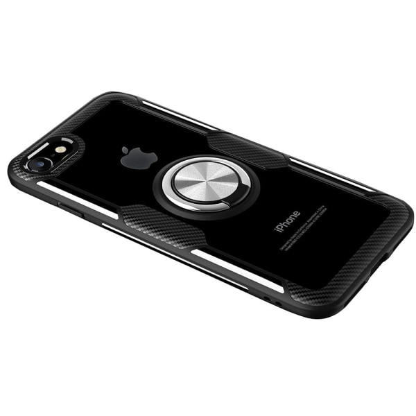 iPhone 6/6S PLUS - Stilrent Skal med Ringhållare (LEMAN) Svart/Silver