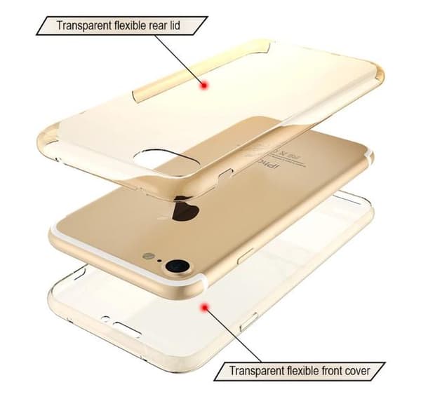 Dubbelsidigt Silikonfodral med TOUCHFUNKTION för iPhone 8 PLUS Blå