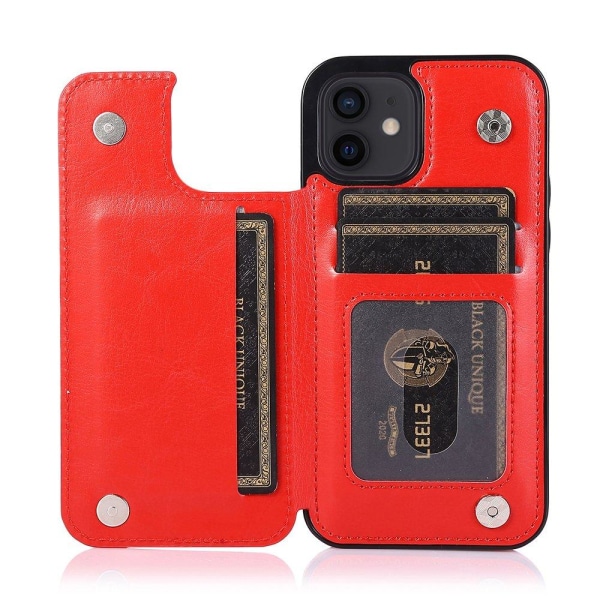 iPhone 12 - Stilfuldt cover med kortholder Röd