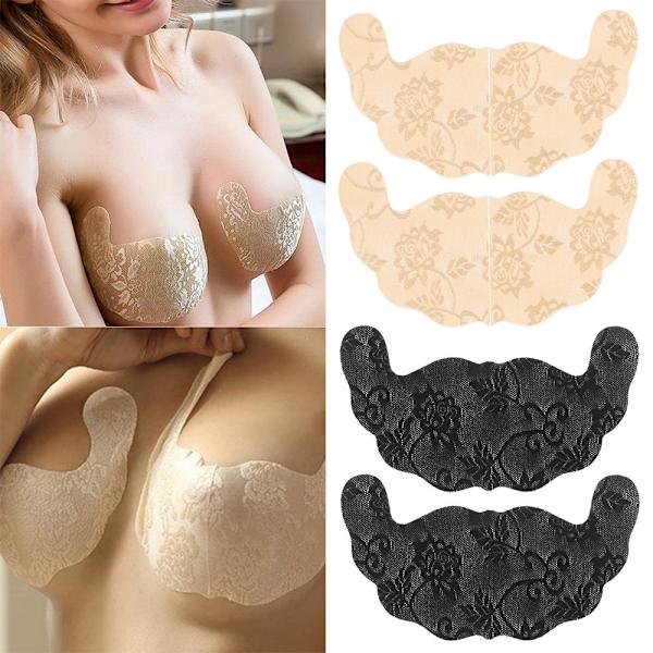 1-Par Bekväma Självhäftande Spets Bröst Tejp Beige F