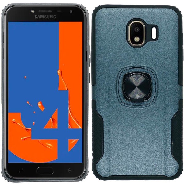 Samsung Galaxy J4 2018 - Smart Skyddande Skal med Ringh�llare Mörkblå