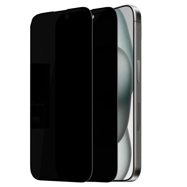 2-Pack iPhone 15 plus Skärmskydd Anti-Spy HD 0,3mm Svart