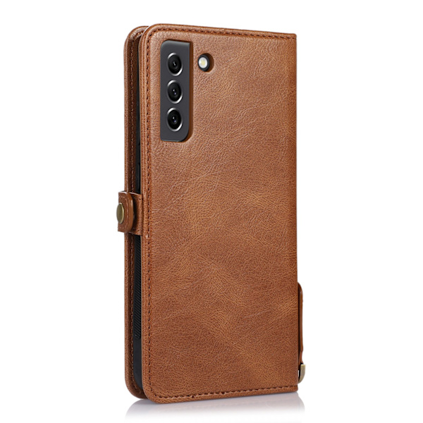 A54 5G -  Lyxigt läderplånboksfodral med 2 kortfack Brown