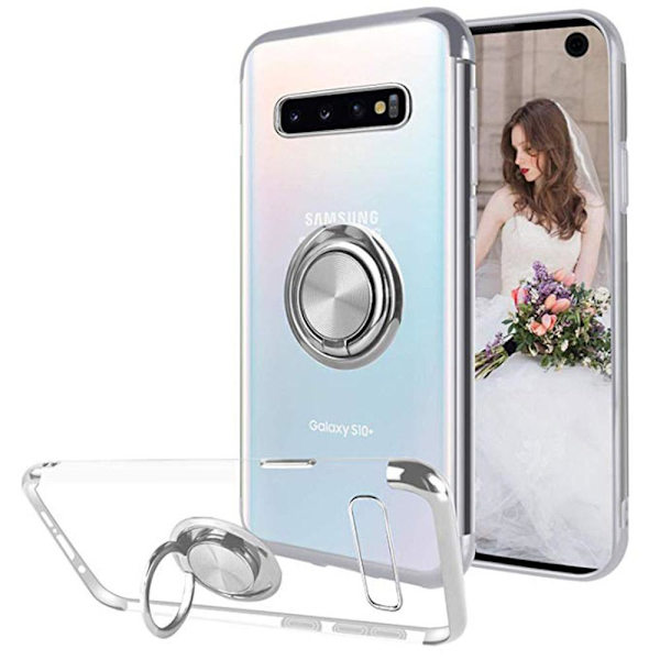 Samsung Galaxy S10 Plus - Skyddande Skal med Ringhållare Blå