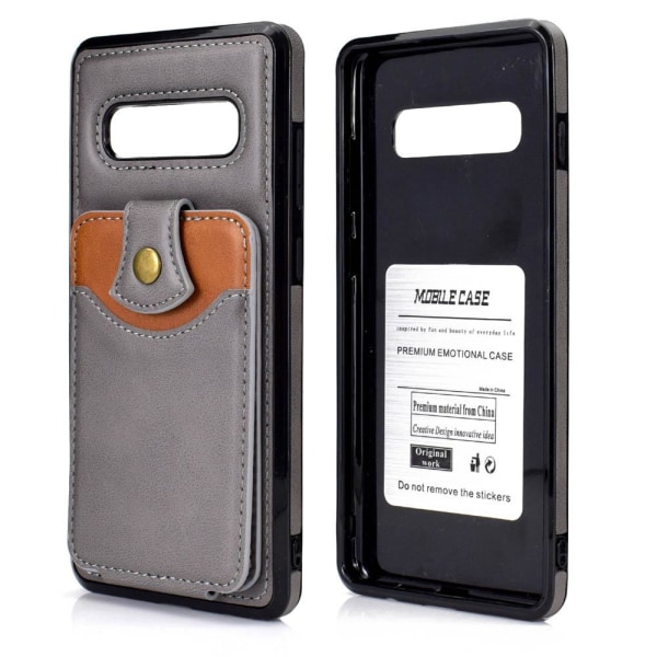 Samsung Galaxy S10 Plus - Stilfuldt cover med kortholder Mörkbrun