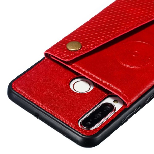 Huawei P30 Lite - Praktiskt Retro Skal med Kortfack Röd