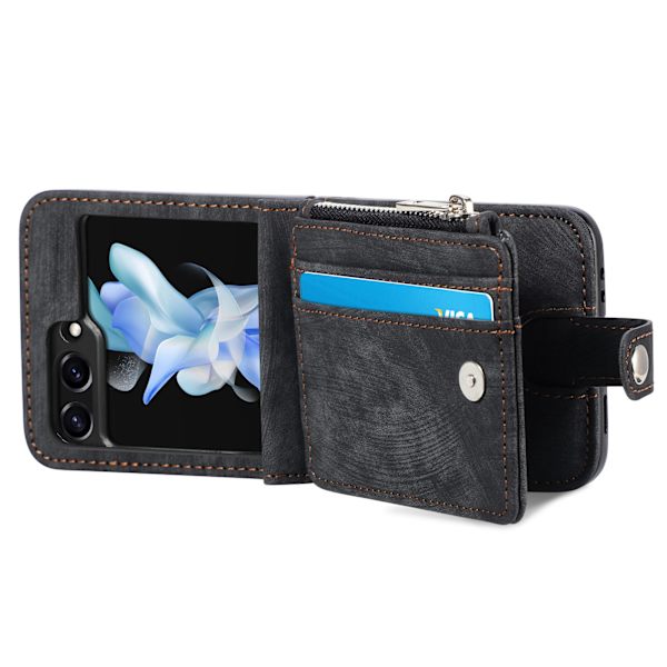 Galaxy Z Flip 5 5G - 2 in 1 lompakkokotelo korttipaikoilla Brown