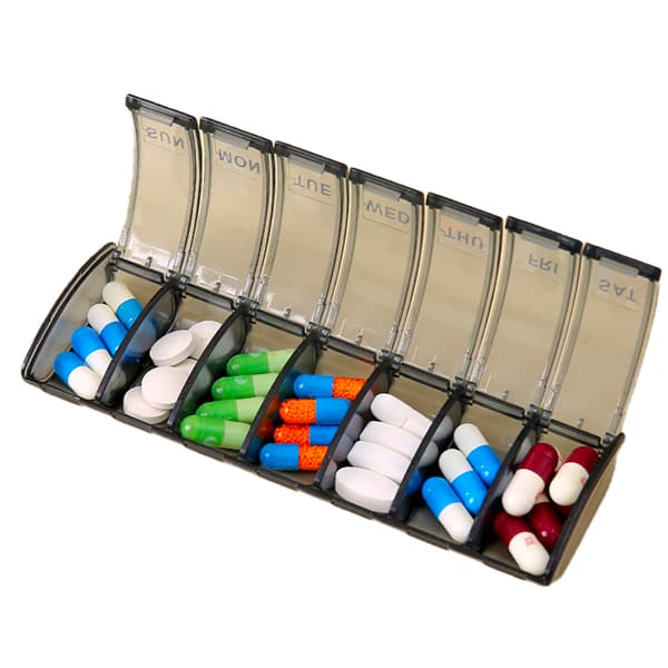 Holdbar tablettdispenser Blå