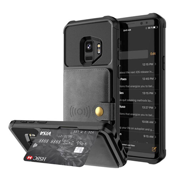 Samsung Galaxy S9 - Praktiskt Skyddsskal med Kortfack Svart Svart