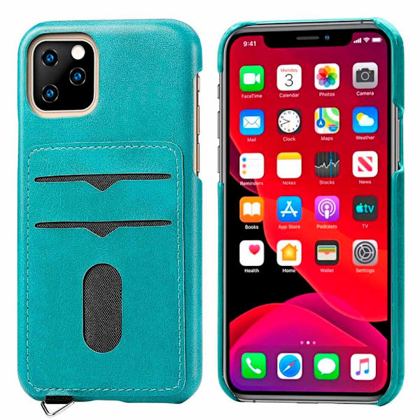 iPhone 11 Pro - Genomtänkt Leman Skal med Korthållare LightBrown Ljusbrun