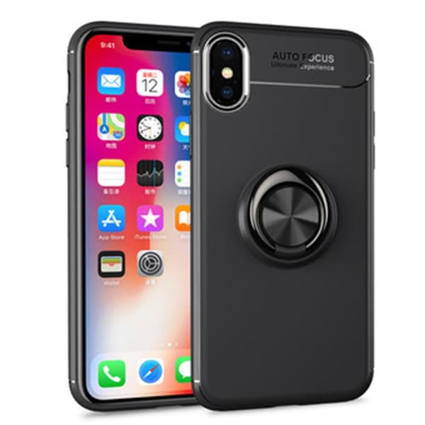 iPhone X - AUTO FOCUS - Skal med Ringh�llare Svart/Röd