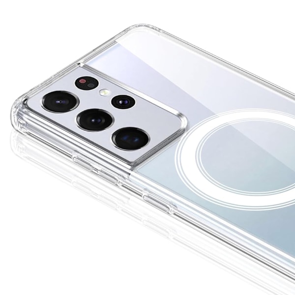 Magnetiskt trådlöst laddningsskal i PC-material för Galaxy S21 ultra Transparent