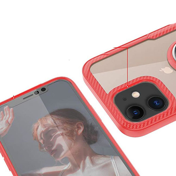 iPhone 12 Mini - Skyddande Skal med Ringhållare LEMAN Svart