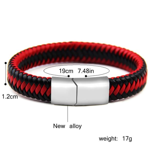 Flätat Slittåligt Unisex Armband Vit-Röd