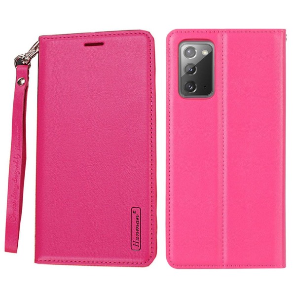 Samsung Galaxy Note 20 - Lompakkokotelo (HANMAN) Rosaröd