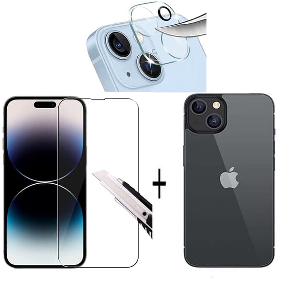 iPhone 15 - 3in1  Front- & Baksida & Kameralinsskydd 0,3mm