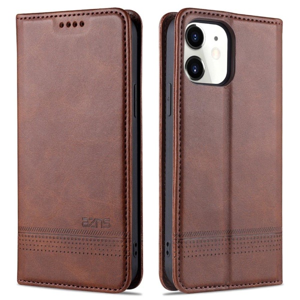 iPhone 12 Mini - AZNS Wallet-deksel Mörkbrun