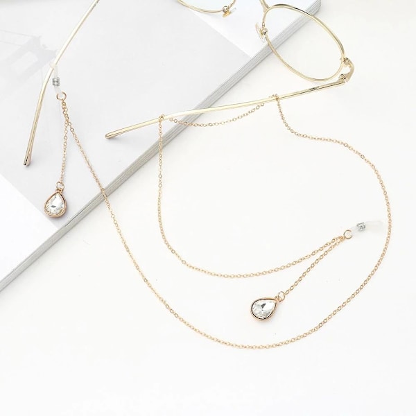 Glas�gon Kedja Kristall Droppar Guld