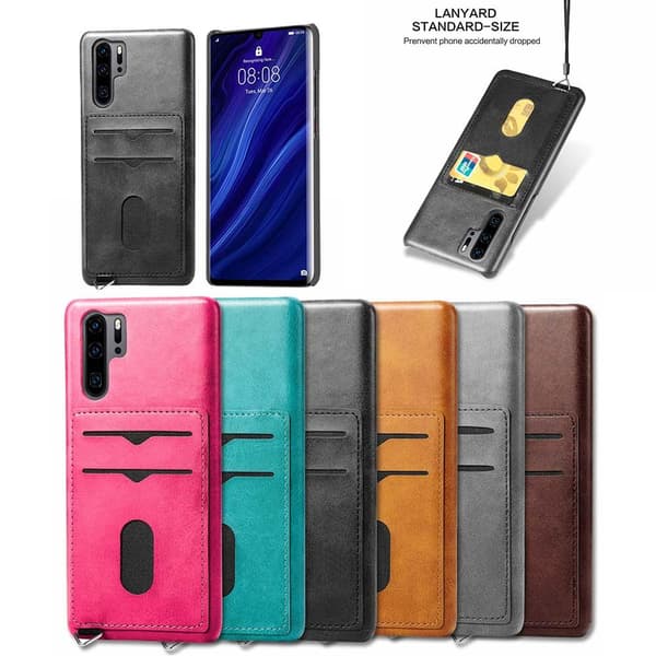 Huawei P30 Pro - Praktisk cover med kortrum (LEMAN) Rosaröd Rosaröd