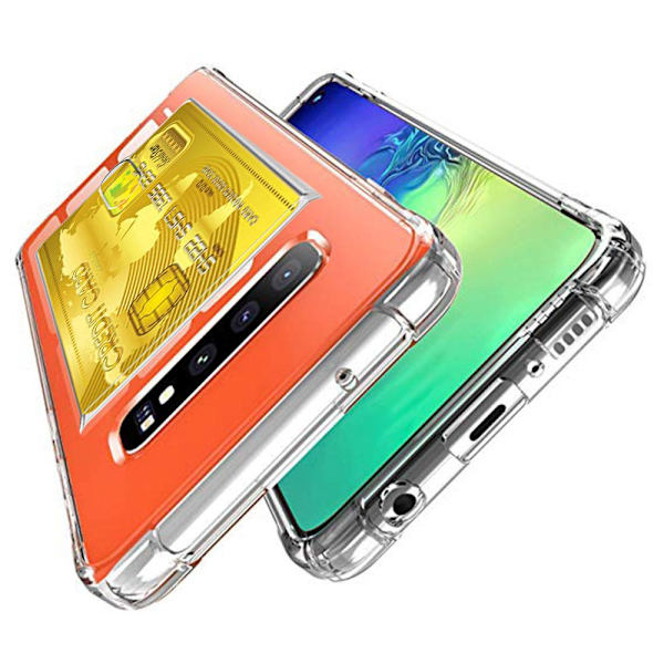 Samsung Galaxy S10 Plus - Skyddsskal med Kortfack Transparent/Genomskinlig