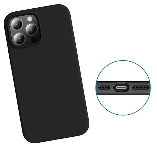 iPhone 14 Pro - Tunt Skyddsskal & Mjukt Sk�rmskydd Svart