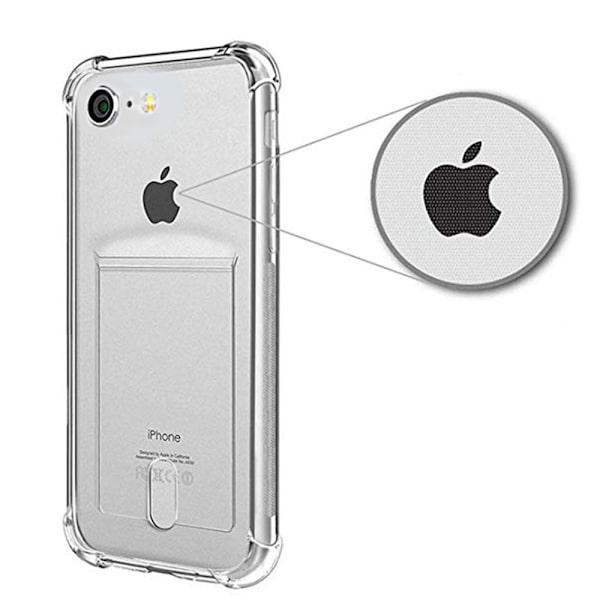 iPhone 7 - Iskunvaimentava silikonikuori korttipaikalla Transparent