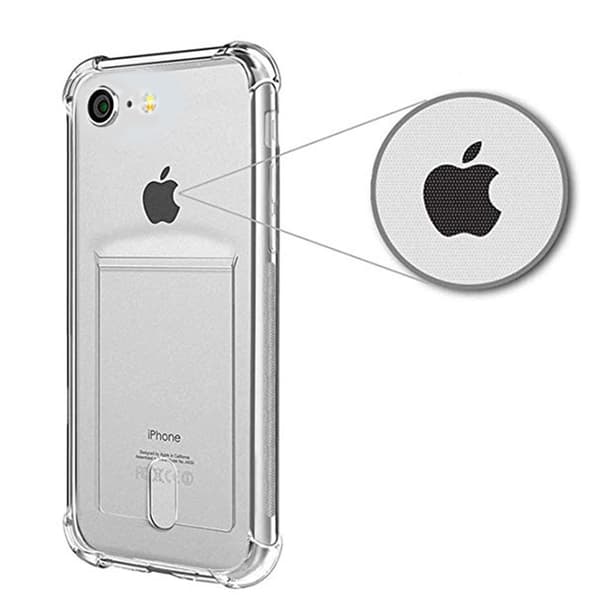 iPhone 7 - Stødabsorberende Silikoneskal med Kortlomme Transparent