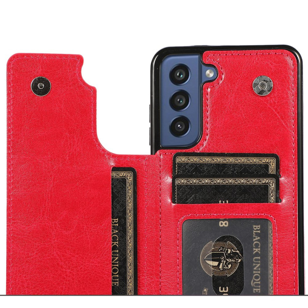 Samsung Galaxy S21 FE - Skal med Korthållare Röd