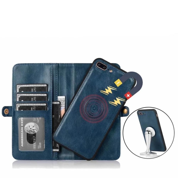Gjennomtenkt lommebokdeksel - iPhone 8 Plus Mörkblå