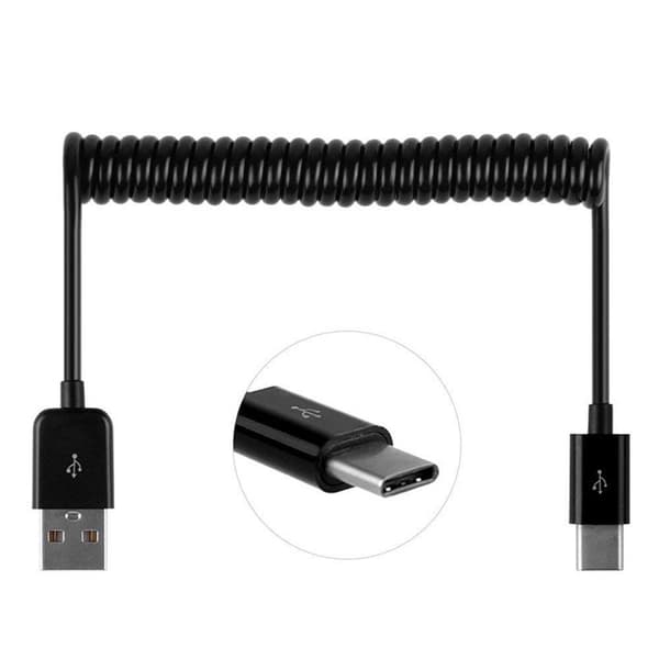 USB till Type-C Fjäder Laddningskabel Vit Vit