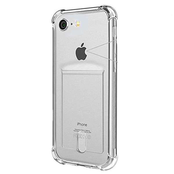 iPhone 7 - Iskuja vaimentava silikonikuori korttilokerolla Transparent/Genomskinlig