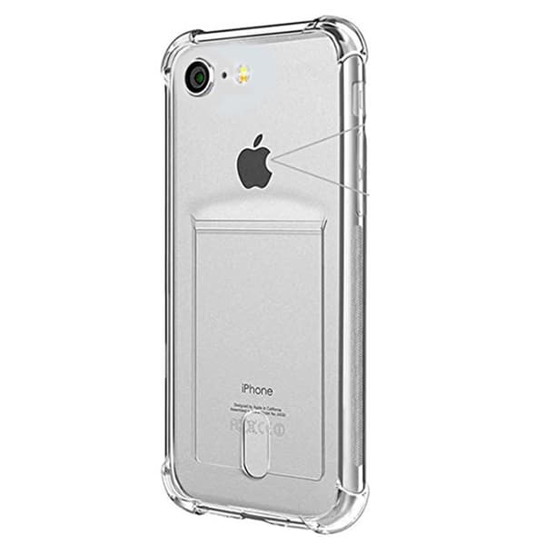 iPhone 7 - Stødabsorberende Silikoneskal med Kortlomme Transparent