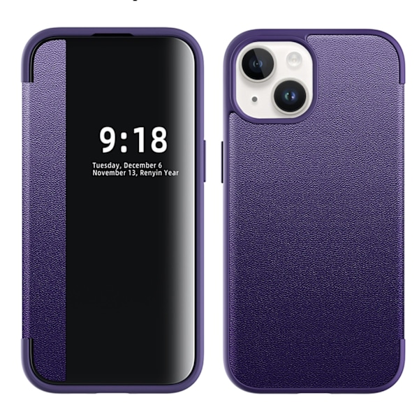 iPhone 13 mini - Skyddsfodral med Fönster och Fack Grön