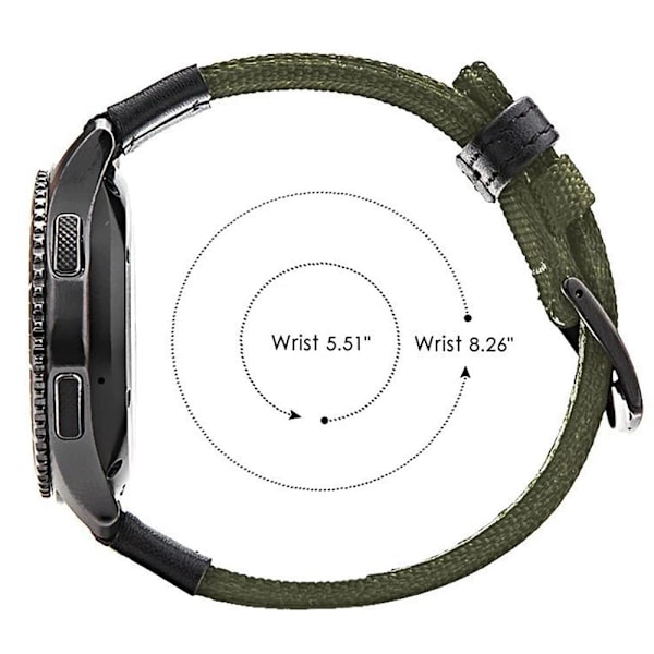 Samsung Galaxy Watch S3 Frontier - Slidstærkt nylonarmbånd Grön 20mm