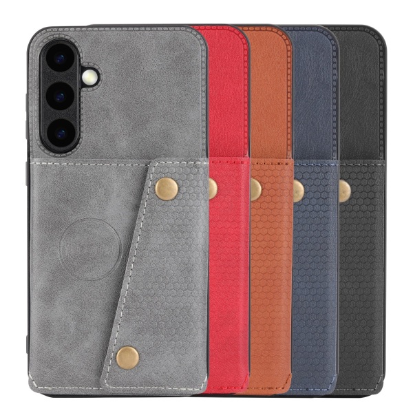 Lyxigt PC-läder Retro Flip Fashion Plånboksfodral för Galaxy S23 FE Grå