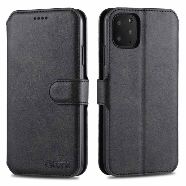 iPhone 11 Pro - Beskyttende Azns Wallet Case Black Svart