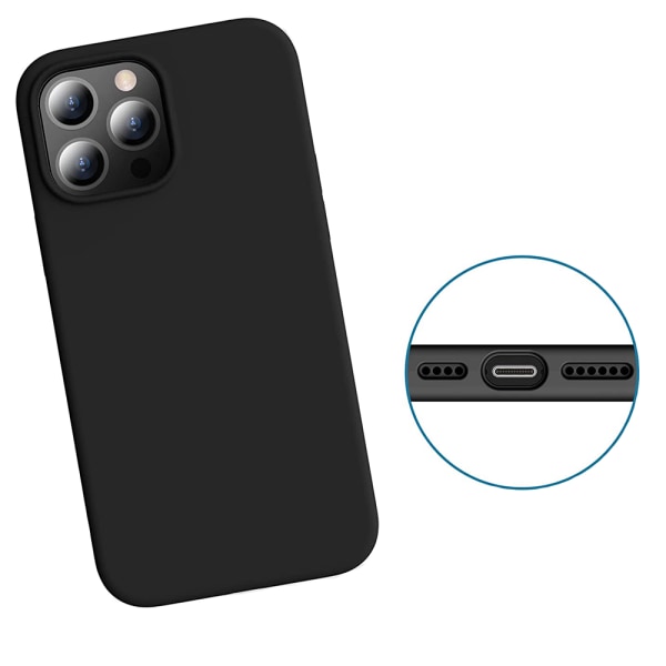 iPhone 15 PRO - Beskyttelsesdeksel i mattbehandlet støtdempende silikon Black