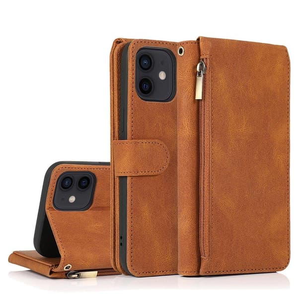 iPhone 12 - Floveme Wallet Cover Röd
