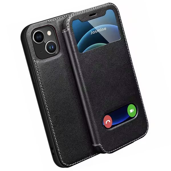 iPhone 14 Lädraliknande Skal  Elegant & Tåligt Skydd Blå